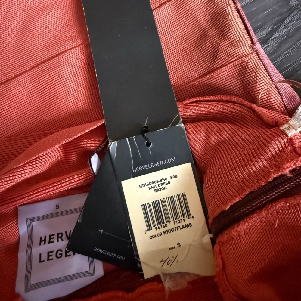 Herve Leger Asymmetrical Bandage Dress in Brightflame Orange - Picture 3 of 14